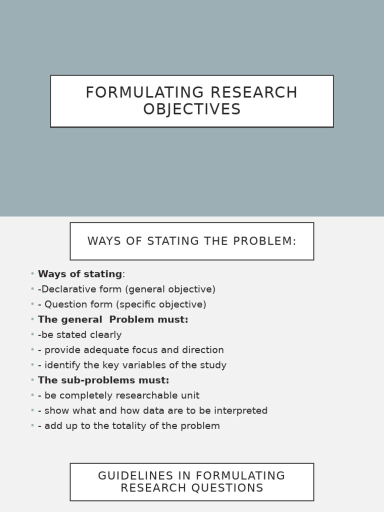 Formulating Effective Research Questions | PDF | Parenting | Question