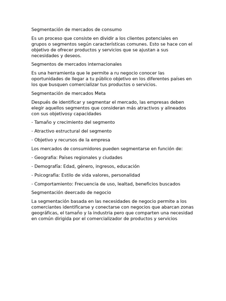 Segmentación de Mercados de Consumo | PDF