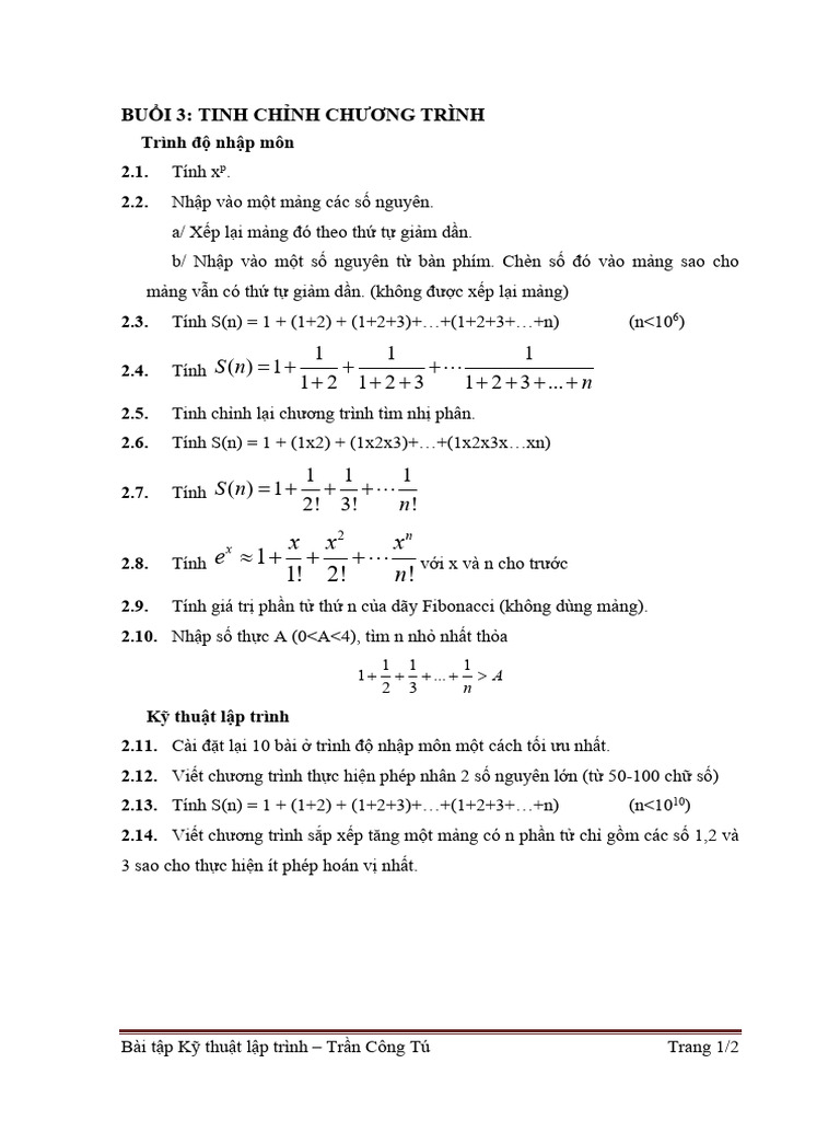 Bai Tap - Ky Thuat Lap Trinh - Chuong 3 | PDF