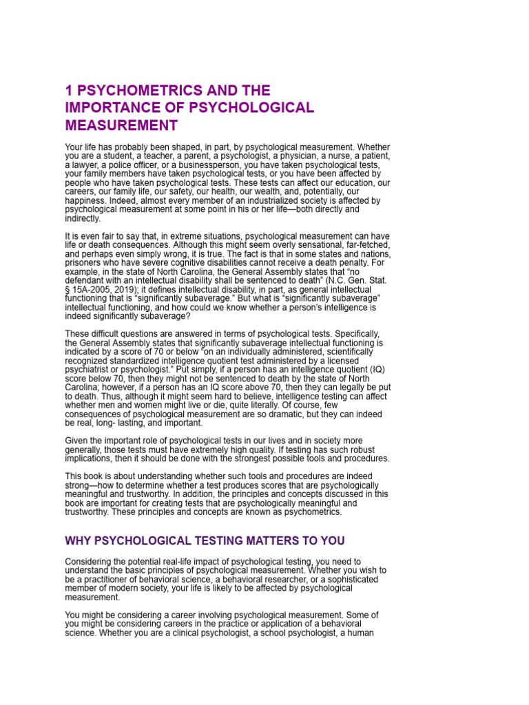 Importance of Psychometrics Explained | PDF | Psychometrics | Psychology