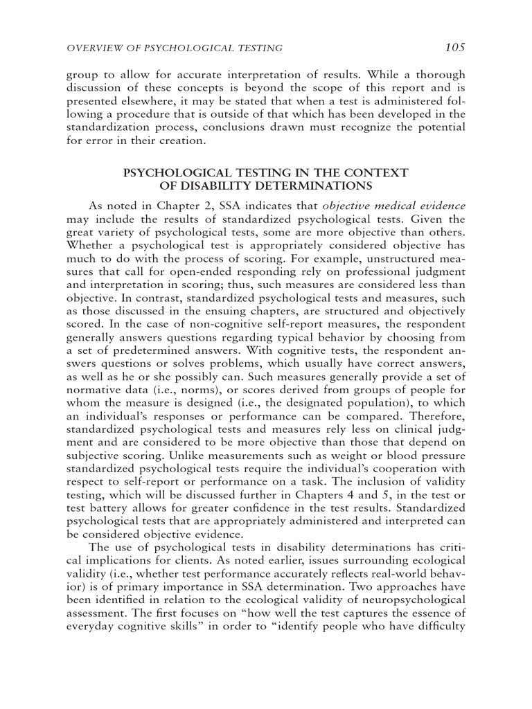 Psychological Testing for Disability Evaluation | PDF | Mental Disorder ...