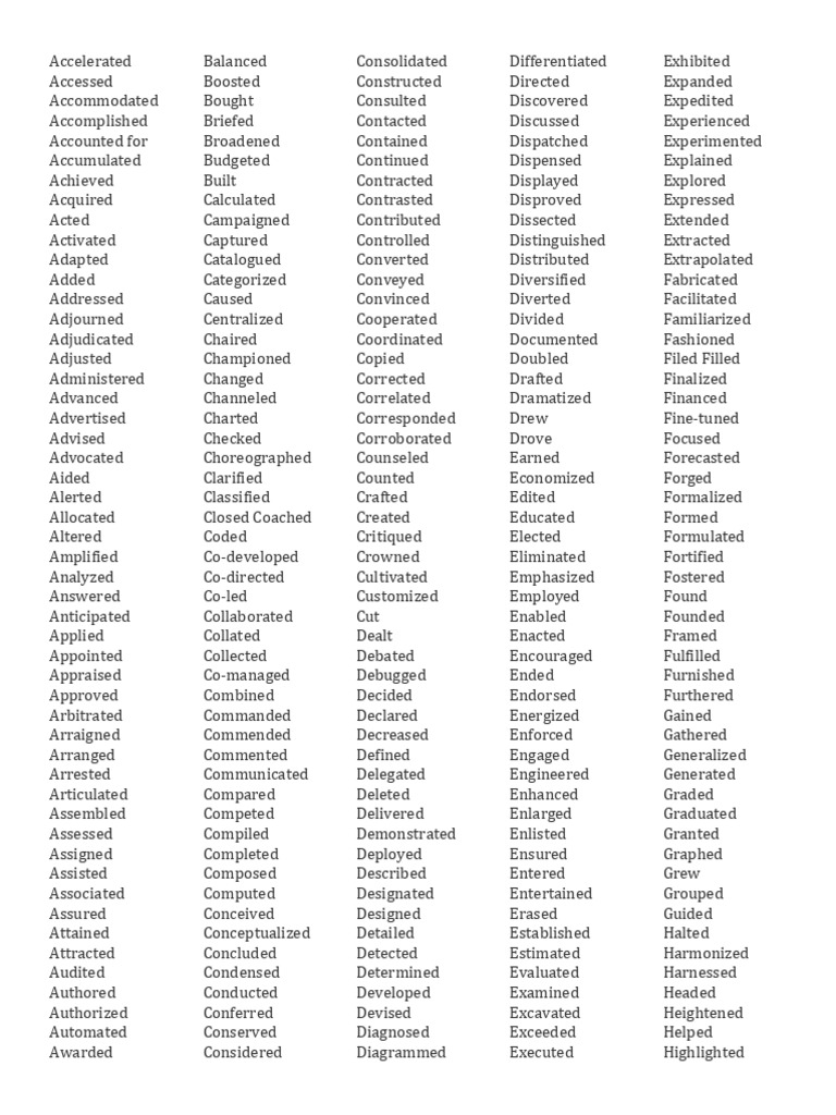 NCOER Action Verbs List | PDF