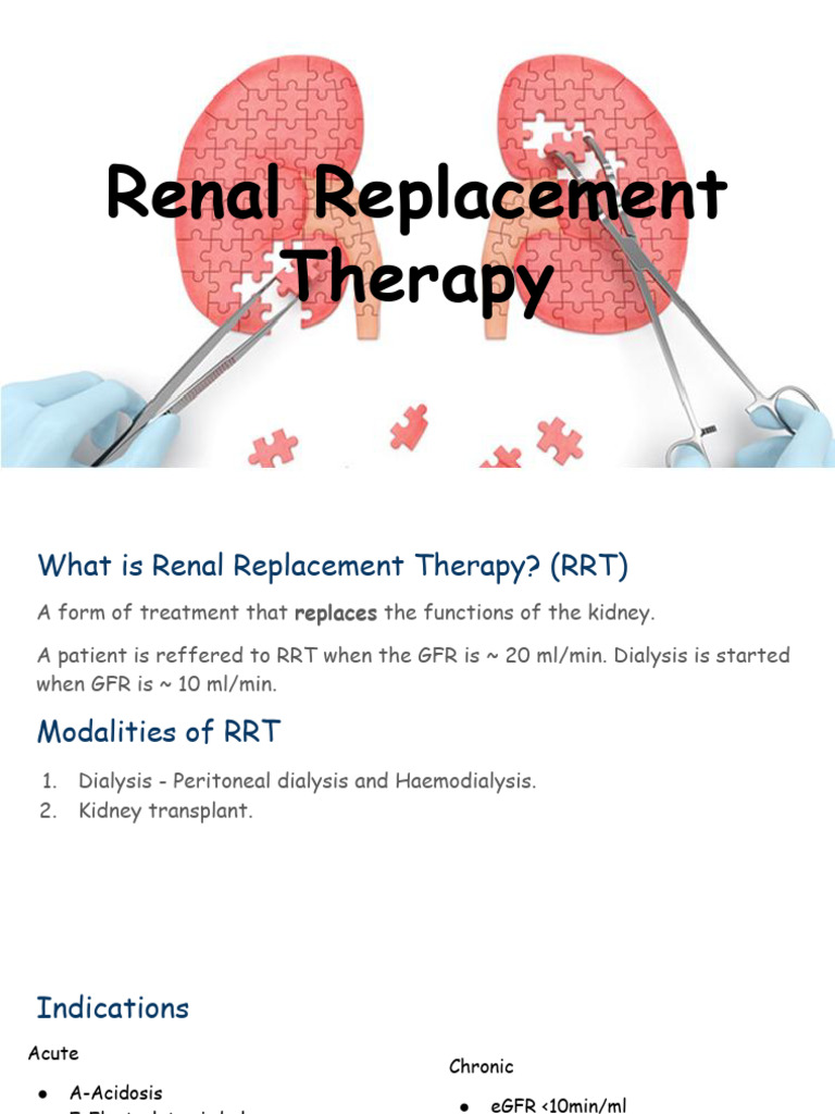 Overview of Renal Replacement Therapy | PDF | Kidney Transplantation ...