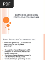 Campos de Acción Del Psicologo Educacional