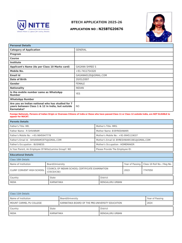 BTech Application Form 2025-26 | PDF | Government And Personhood