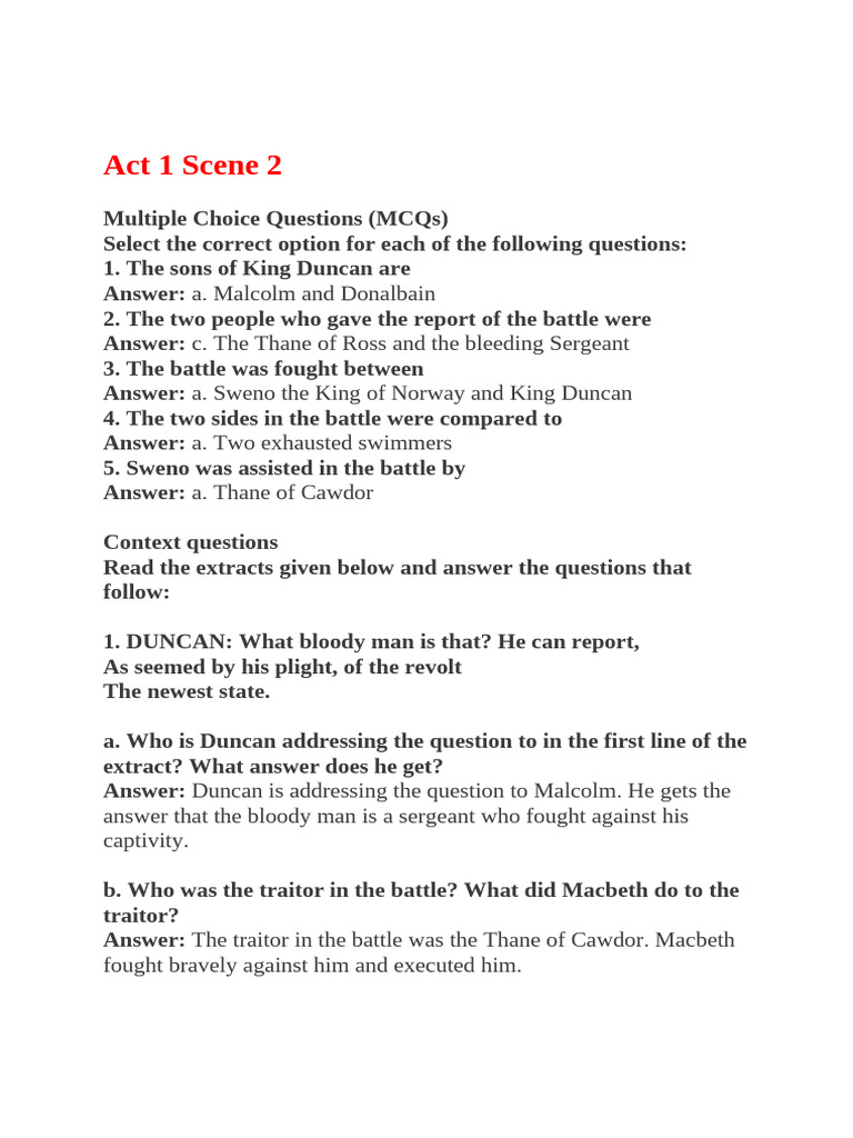+1 Act 1 Scene 2 | PDF | Macbeth