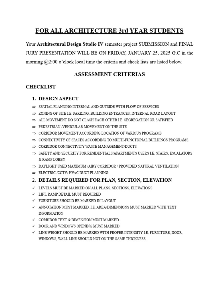 Architectural Design Studio IV Criteria | PDF