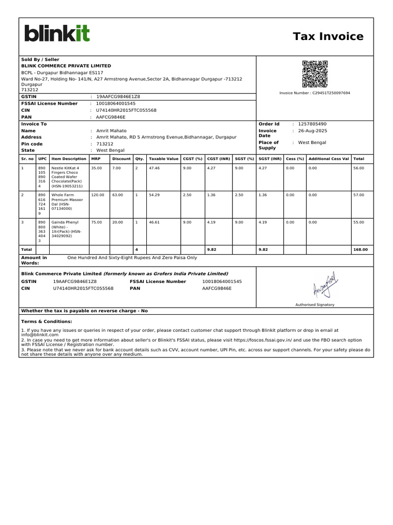 Tax Invoices from Blink Commerce | PDF | Invoice | Payments