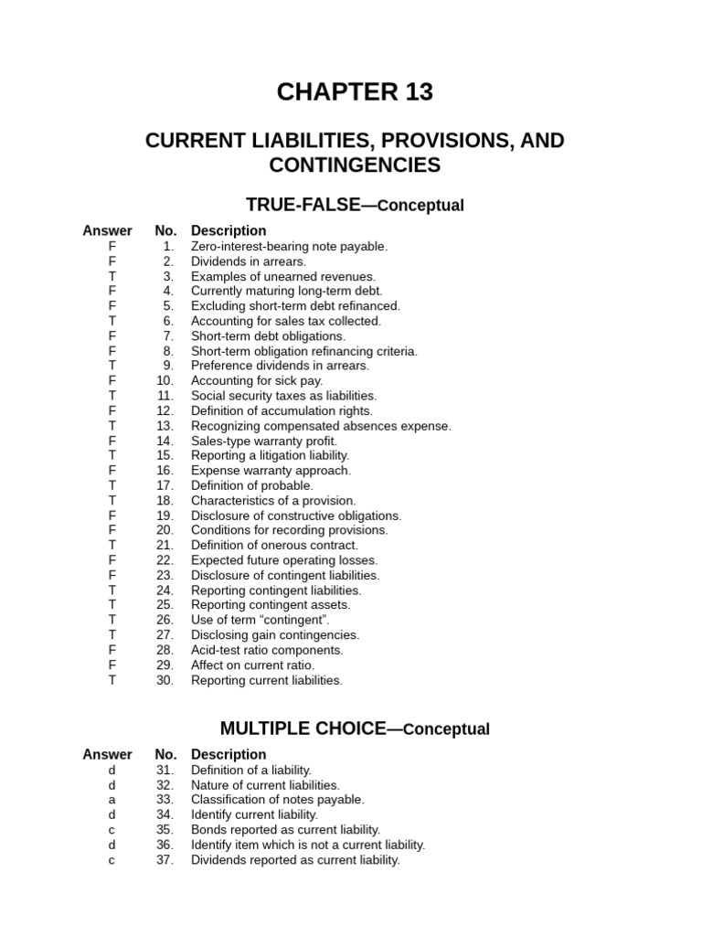 Current Liabilities and Contingencies Guide | PDF | Debits And Credits ...