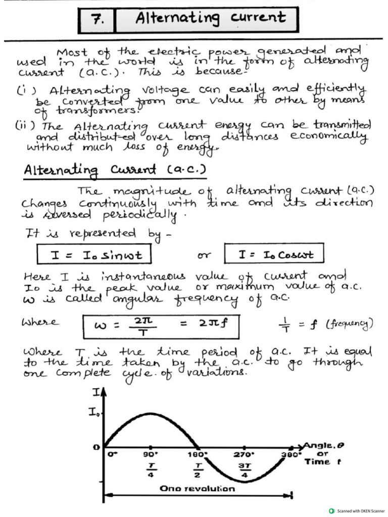 Alternating Current Notes | PDF