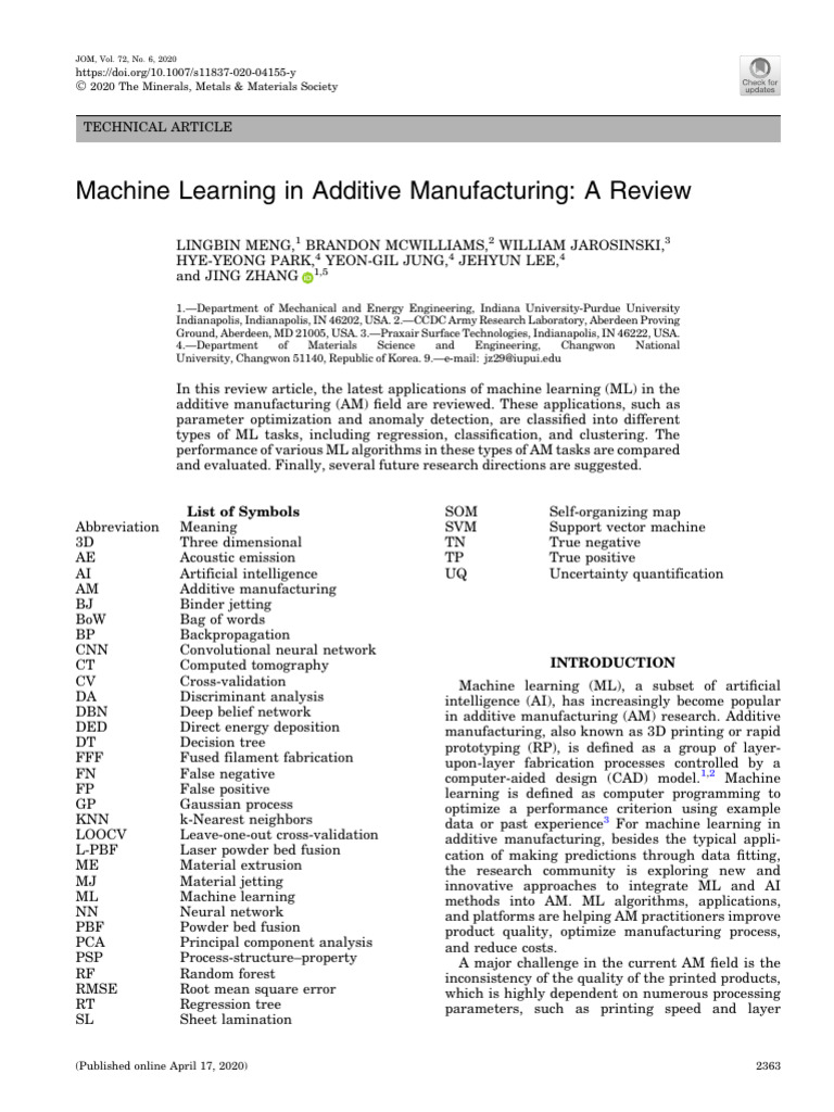 Machine Learning Applications in AM | PDF | Machine Learning | Support ...