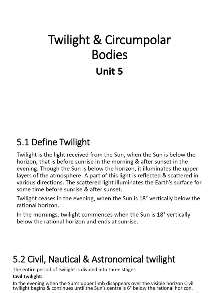 Understanding Twilight and Circumpolar Bodies PDF Twilight Sky