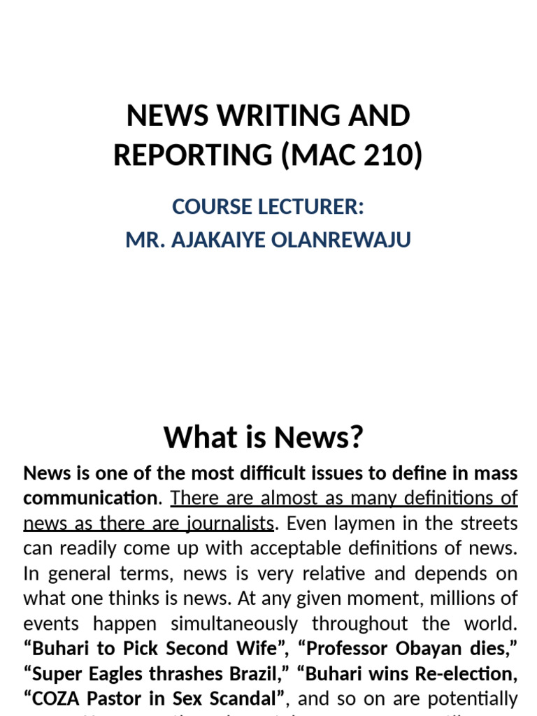 Understanding News Writing Essentials | PDF | News | Journalism