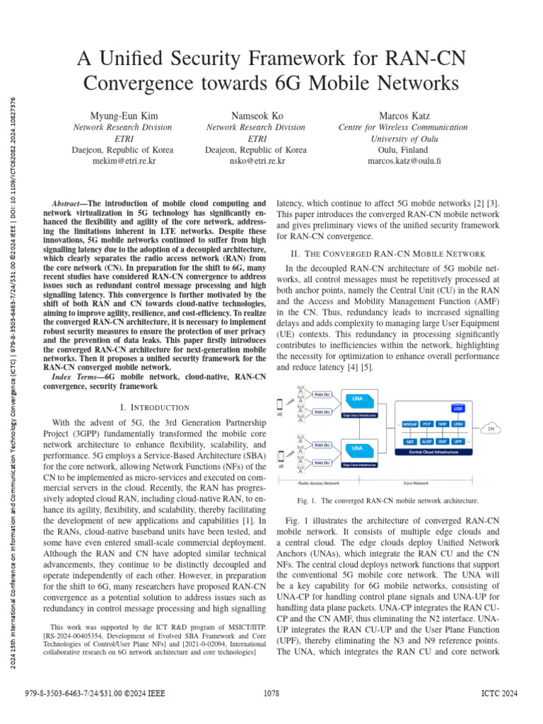 RAN-CN Security Framework for 6G | PDF | Scalability | Cellular Network