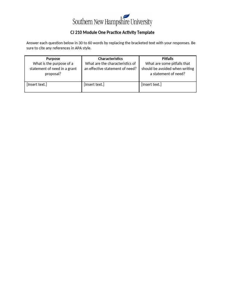 CJ 210 Grant Proposal Activity Guide | PDF