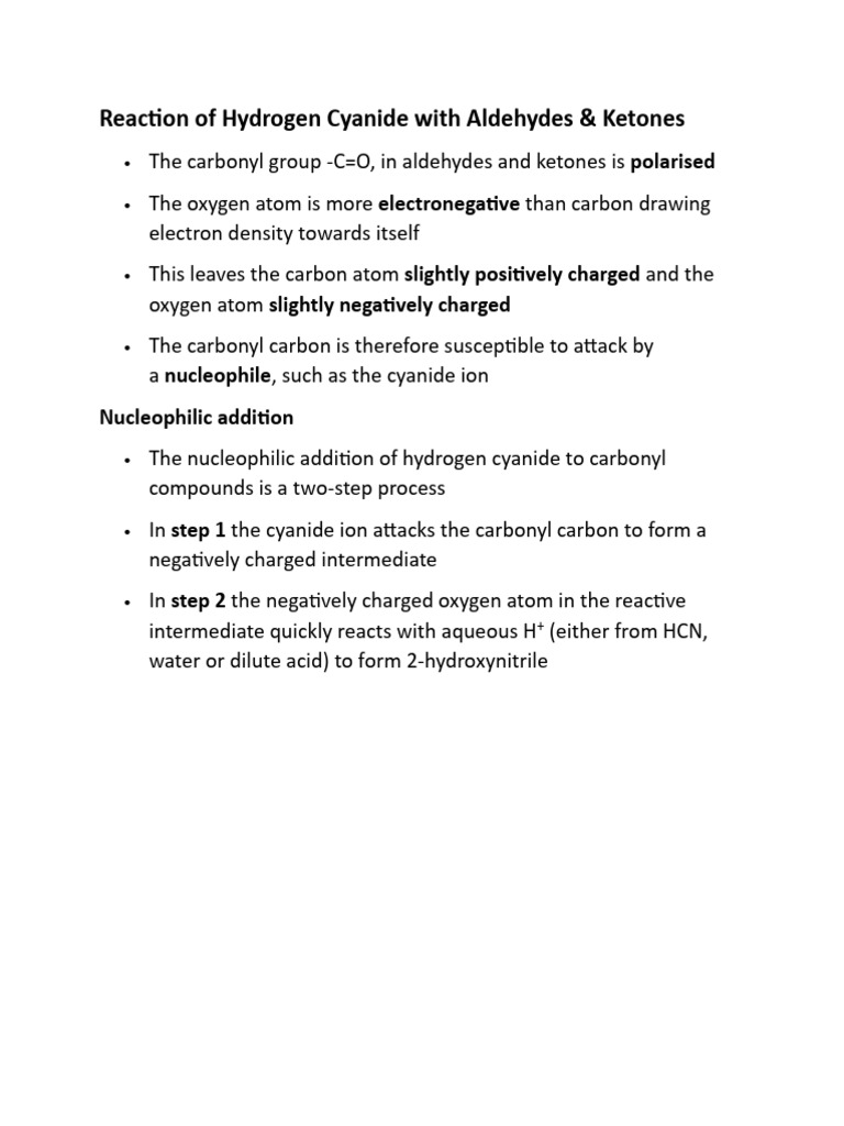 HCN Reaction Mechanism with Aldehydes | PDF