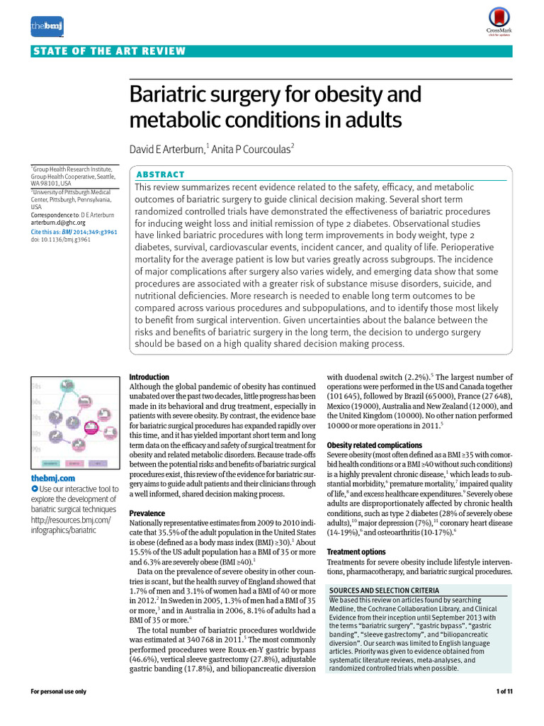 Bariatric Surgery: Safety and Efficacy Review | PDF | Bariatric Surgery ...