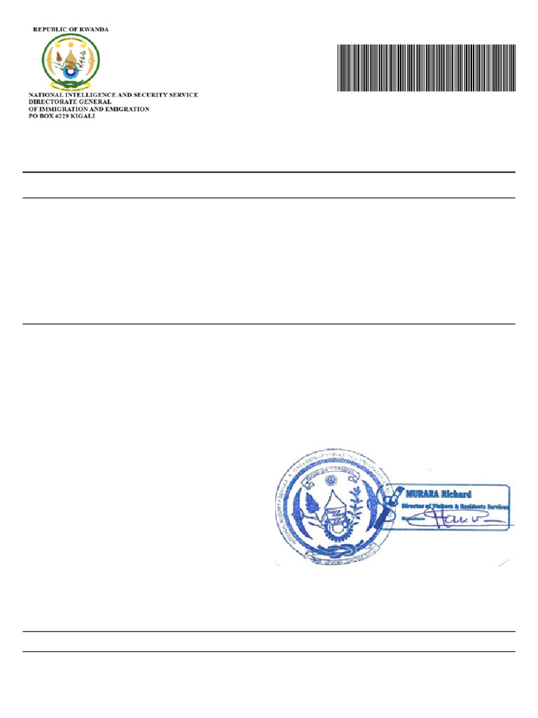 Accepted Visa for Tourism to Rwanda | PDF