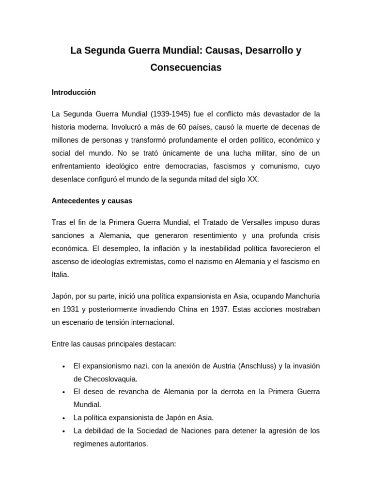 Segunda Guerra Mundial: Causas y Consecuencias | PDF | Aliados de la ...
