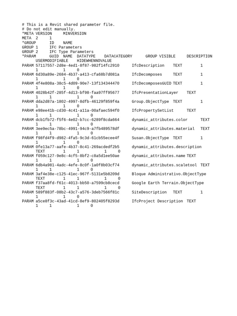 Revit Shared Parameter File Guide | PDF