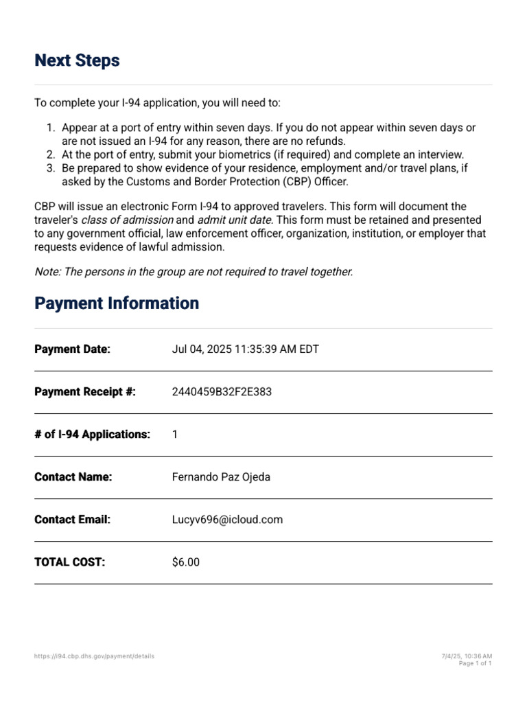 I-94 Application Next Steps Guide | PDF