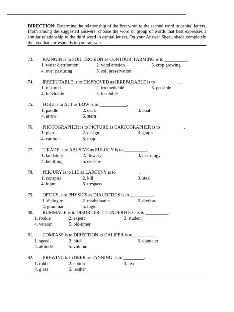 Word Relationship Analogy Exercises | PDF | Climate Change