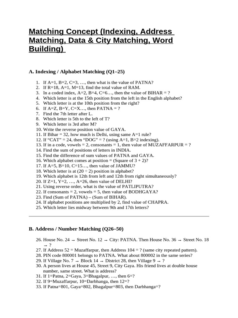 Matching Concepts in Data Analysis | PDF | Alphabet | Linguistics