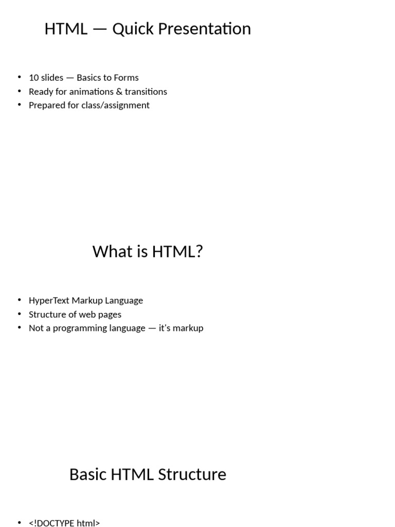 HTML Basics: Structure & Forms Guide | PDF