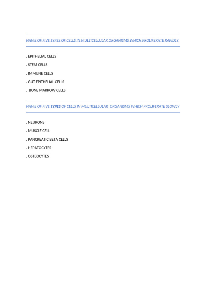 Rapid vs. Slow Proliferating Cells | PDF