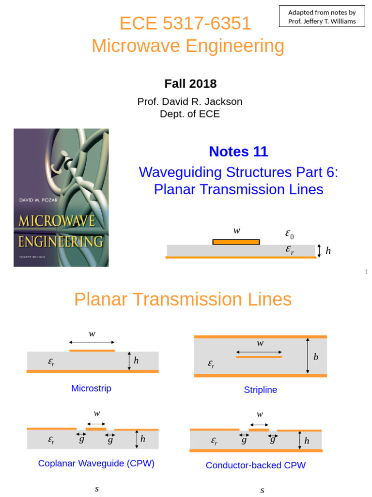 Planar Transmission Lines Overview | PDF | Microwave Technology ...