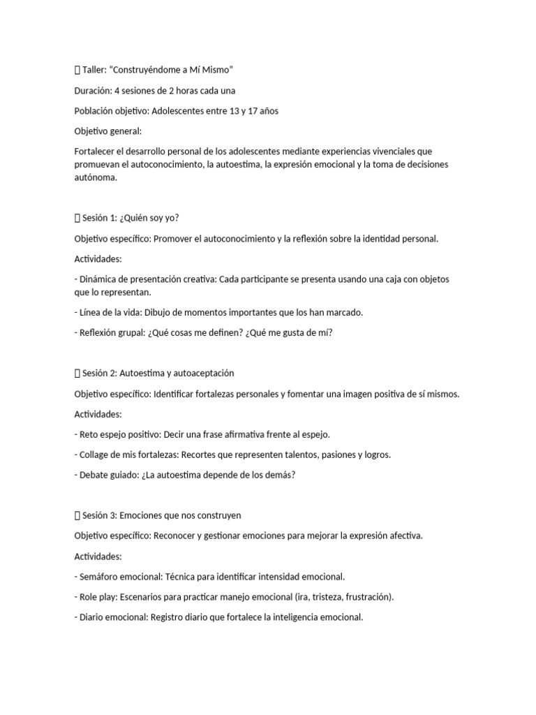 Para Los Talleres de Desarrollo Personal | PDF | Las emociones ...