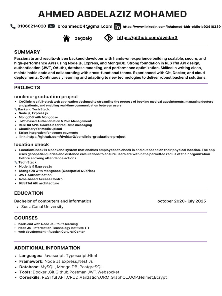 Full-Stack Web Developer Portfolio | PDF