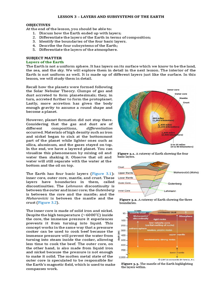 50656 557433 LESSON+3+-+Layers+and+Subsystem+of+the+Earth | PDF | Earth ...