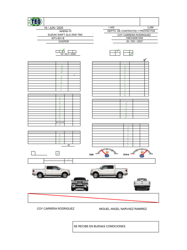 Informe de Inspección Vehicular Detallado | PDF | Carros deportivos ...