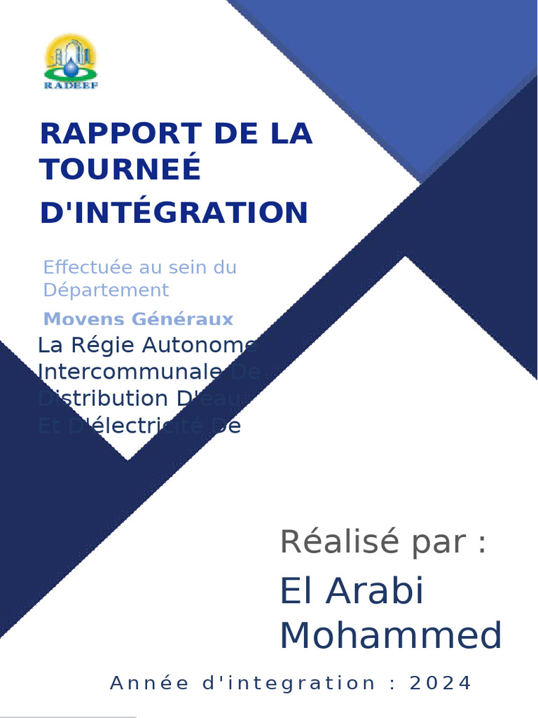 Rapport d'intégration à la RADEEF 2024 | PDF | Business