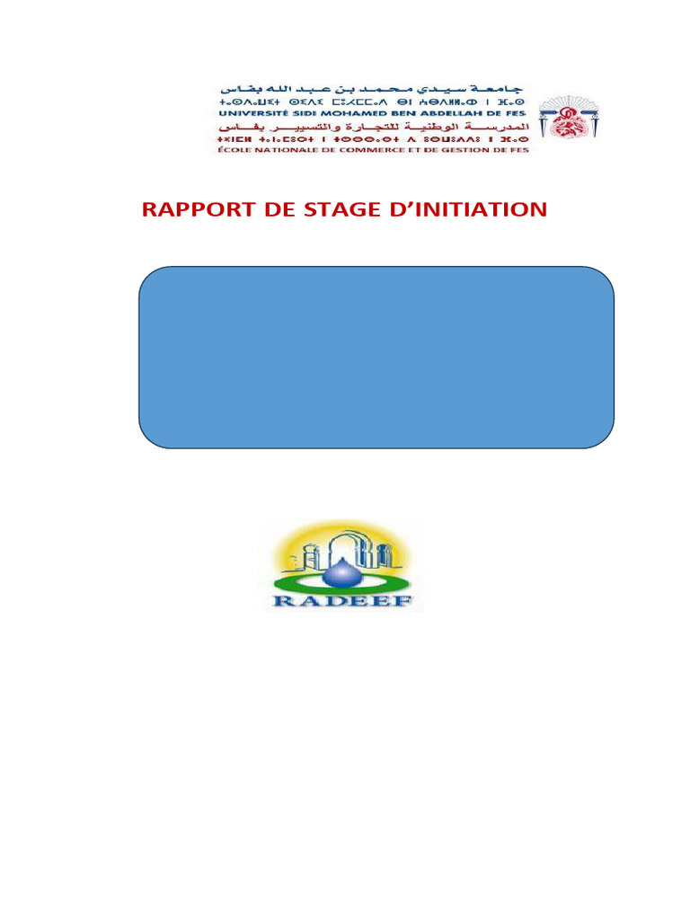 Rapport de stage à la RADEEF 2024 | PDF | Assainissement | Comptabilité