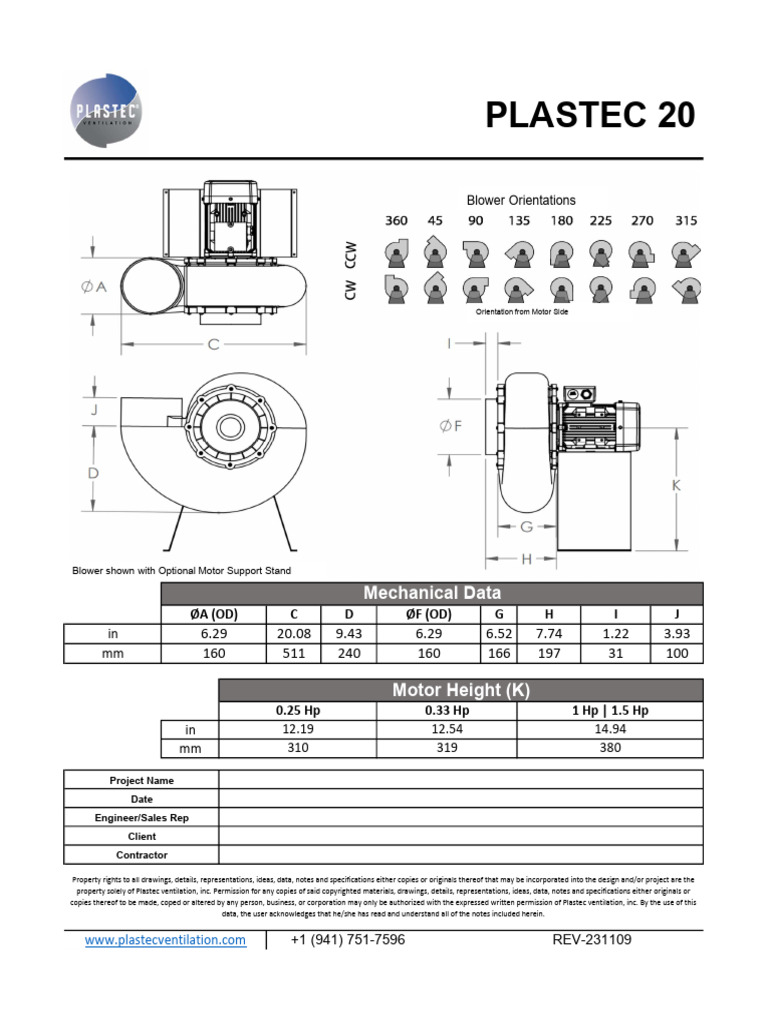 Plastec 20 Blower Specifications Guide | PDF | Acoustics | Electrical ...