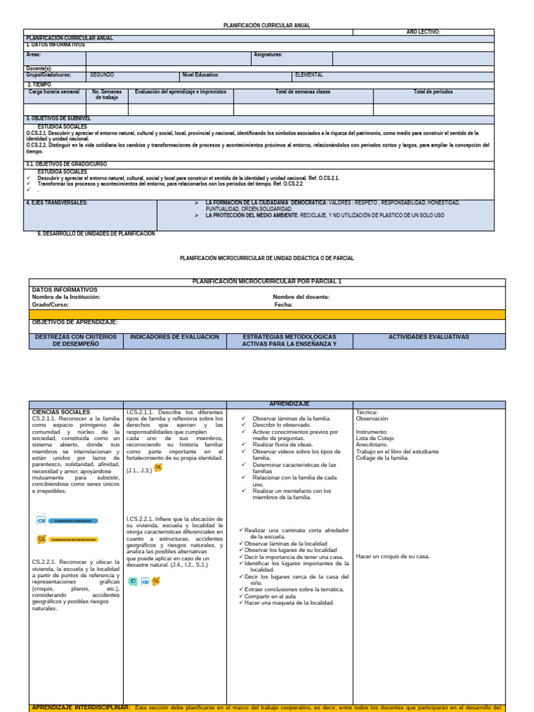 Planificación Curricular Segundo Grado | PDF | Aprendizaje | Enseñando
