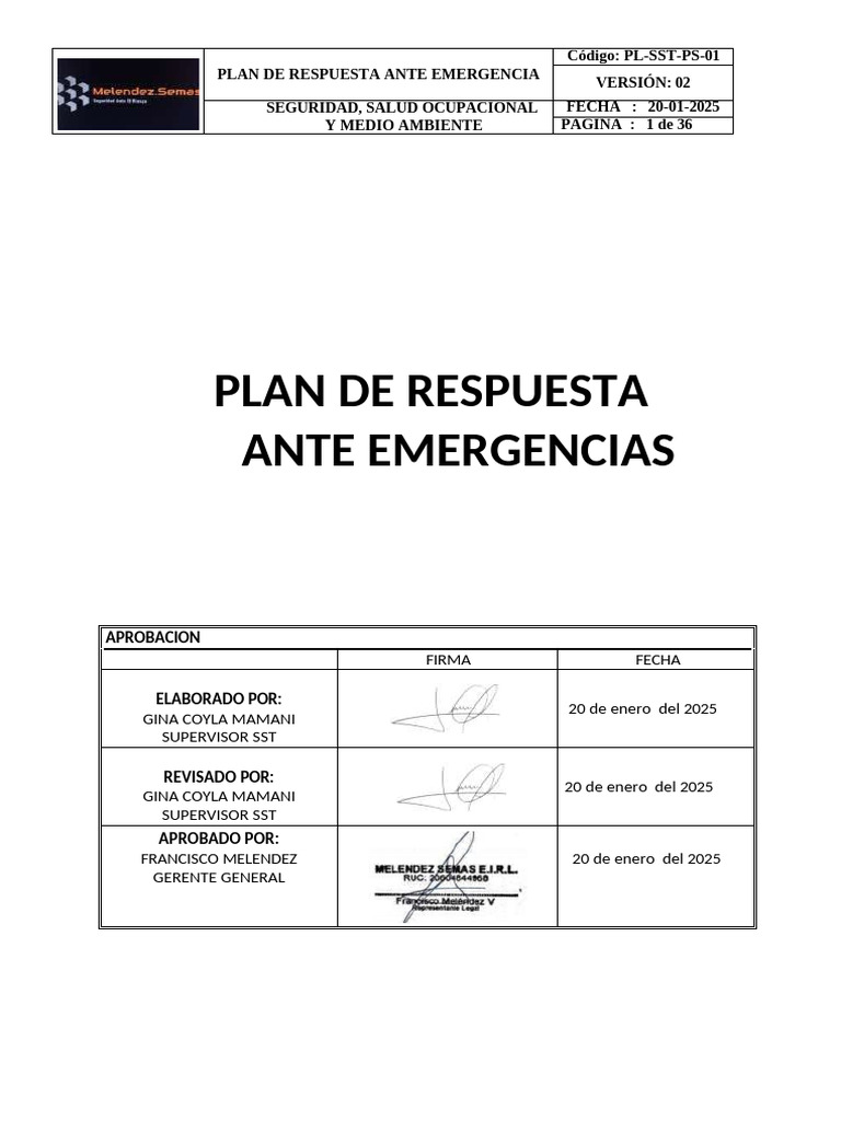 Plan de Emergencia - Contingencia Melendez - Semas | PDF | Seguridad y ...
