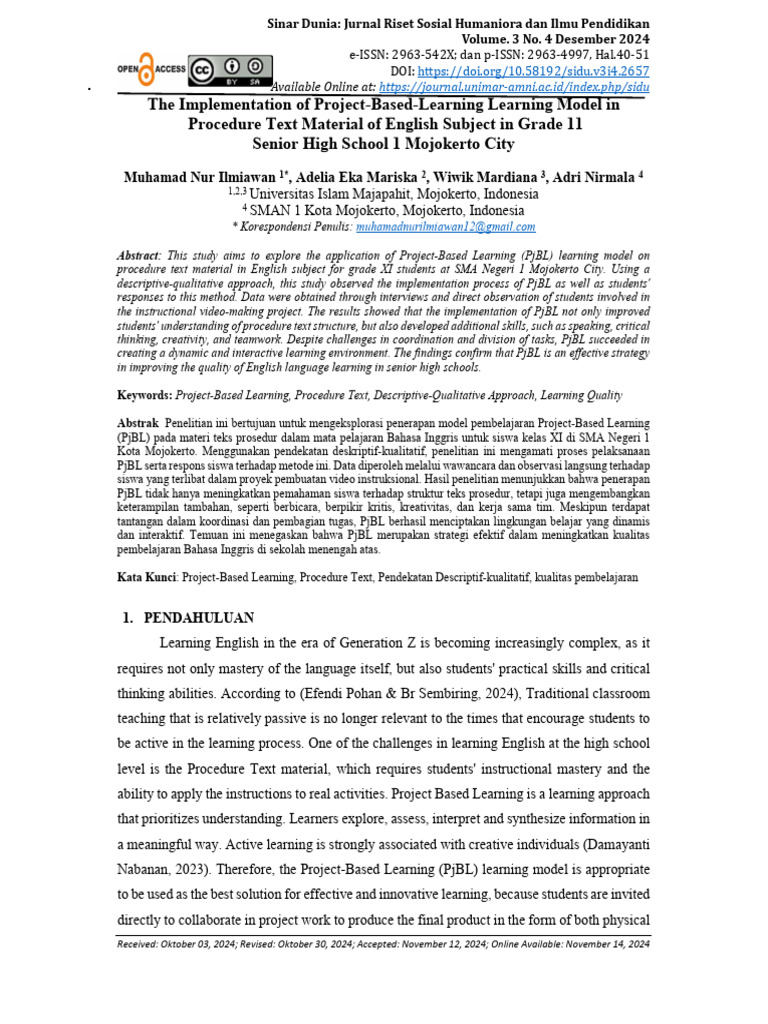 Project-Based Learning in Grade 11 English | PDF | Learning | Project ...
