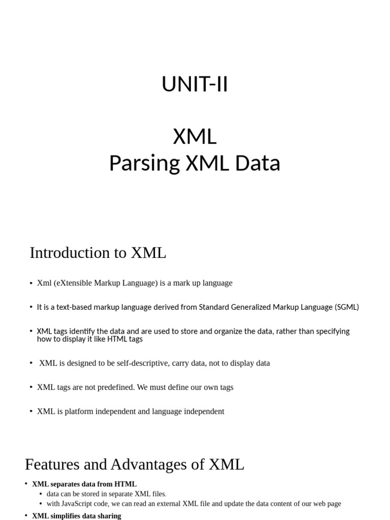 XML Data Parsing and Structure Guide | PDF | Document Object Model | Xml
