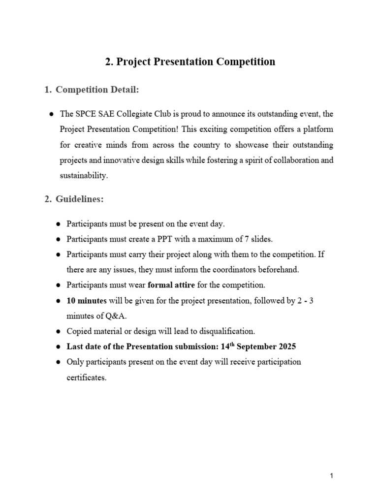 Project Presentation Competition | PDF | Methodology | Critical Thinking