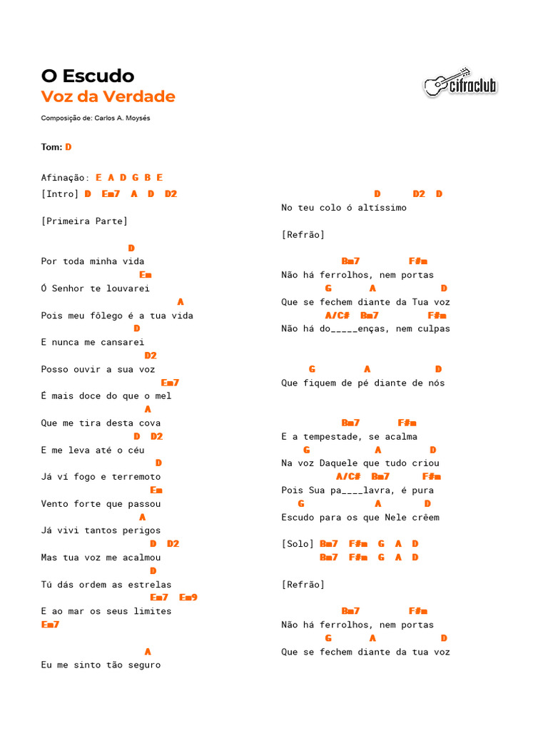 Letra e Acordes da Música 