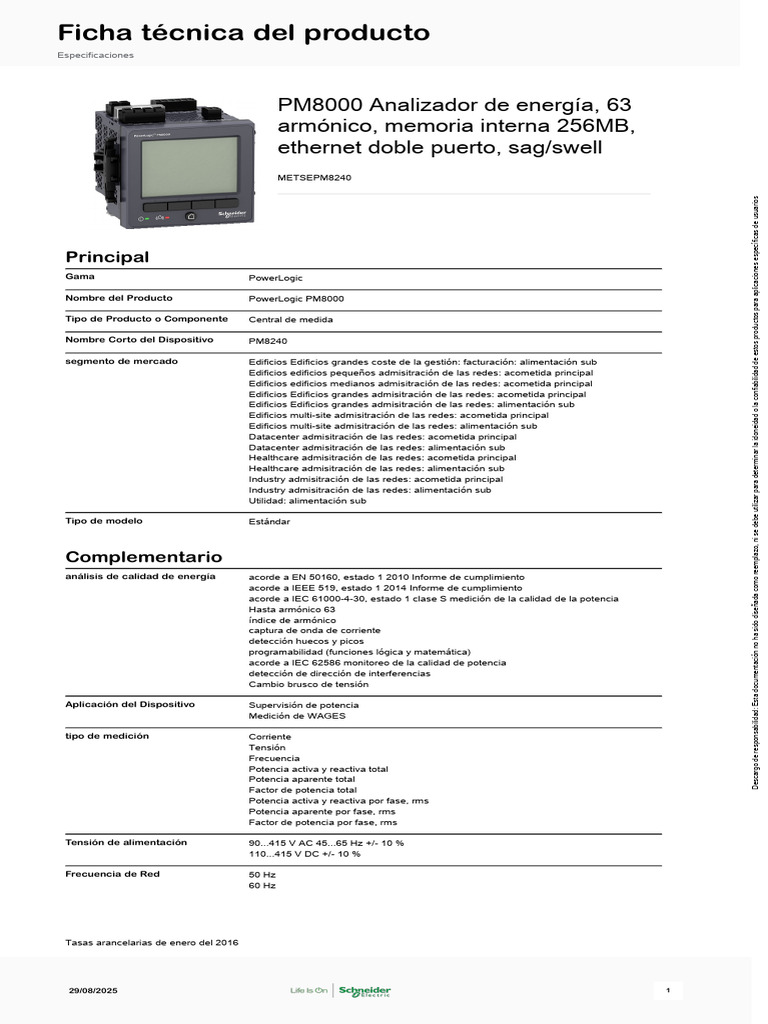 Analizador de energía PowerLogic PM8000 | PDF | Frecuencia de radio ...