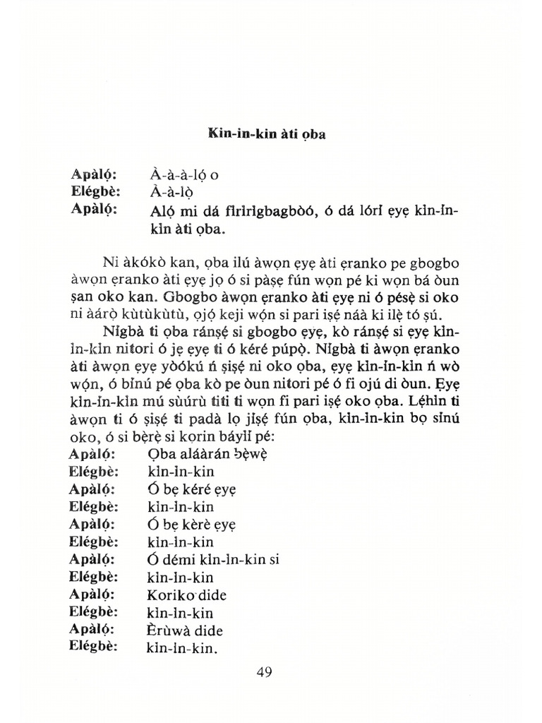 Folklore (Title - Kin-In-Kin Àti Ọba) | PDF