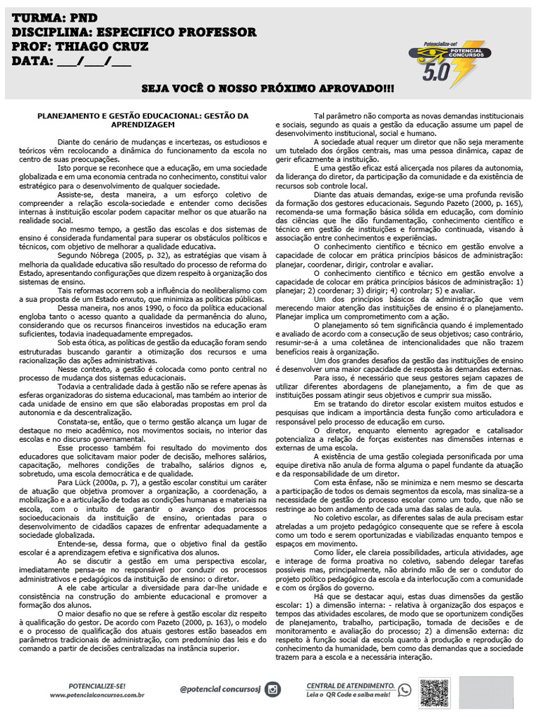 Gestão da Aprendizagem na Educação | PDF | Pedagogia | Aprendizado