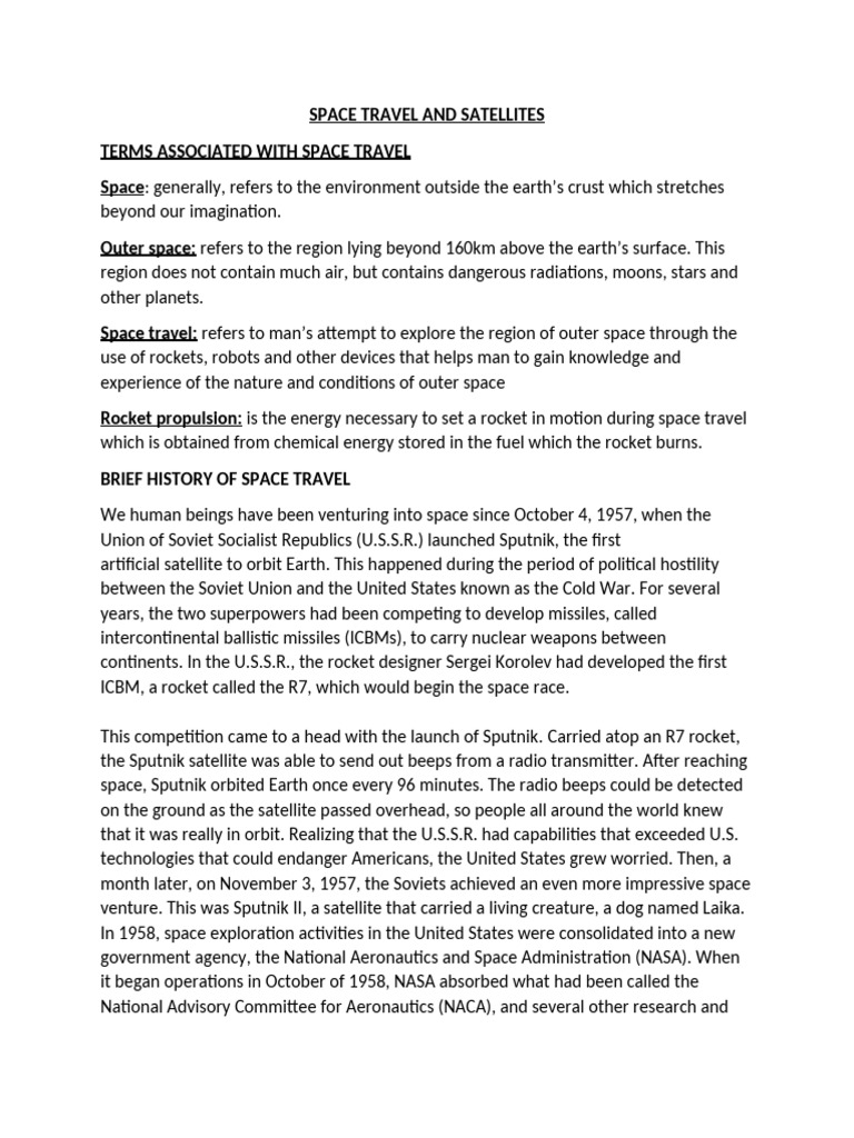 History of Space Travel and Satellites | PDF | Spaceflight | Outer Space