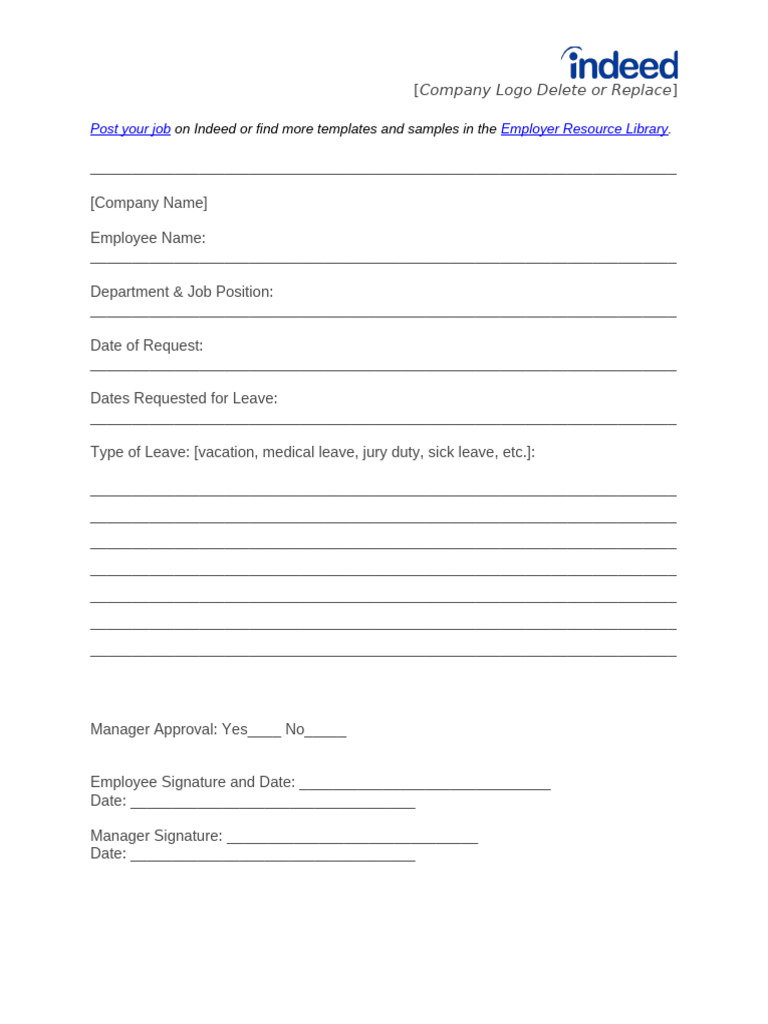 TEMPLATE Time Off Request Form | PDF