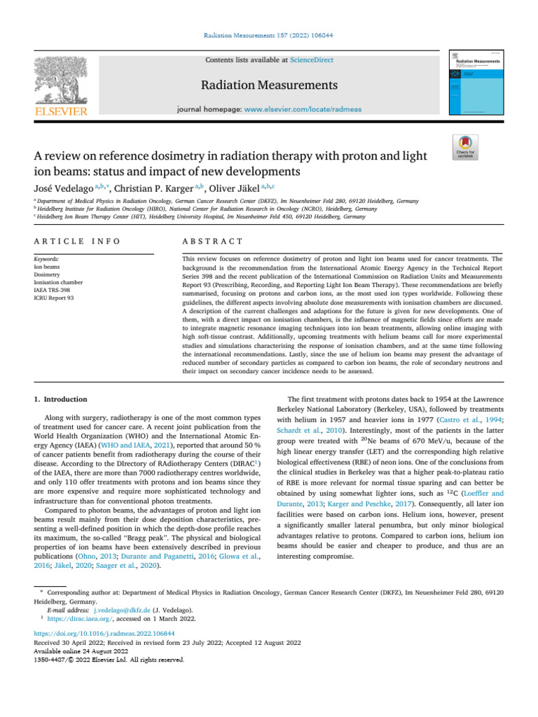 Reference Dosimetry in Proton Therapy | PDF | Dosimetry | Radiation Therapy