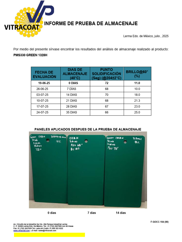 Pms330 Green 1328h (35 Días) | PDF